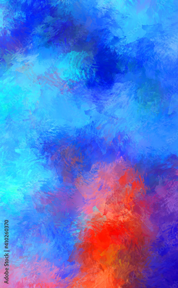 Abstract background of colorful brush strokes. Brushed vibrant wallpaper. Painted artistic creation. Unique and creative illustration.