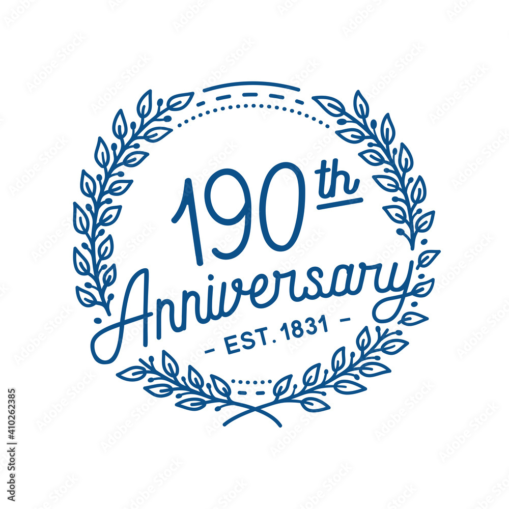 190 years anniversary logo collection. 190th years anniversary celebration hand drawn logotype. Vector and illustration.