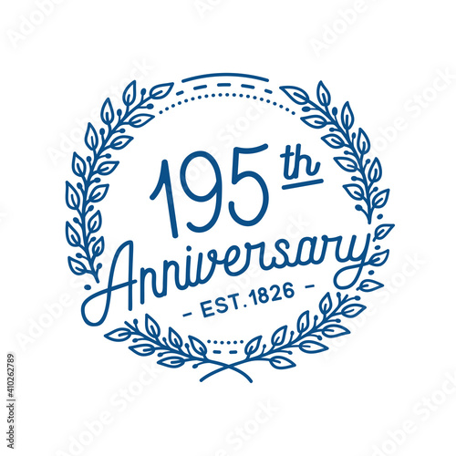 195 years anniversary logo collection. 195th years anniversary celebration hand drawn logotype. Vector and illustration.