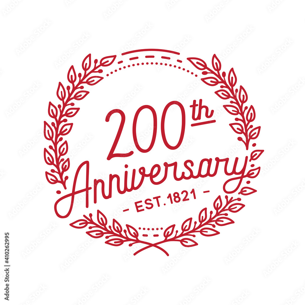 200 years anniversary logo collection. 200th years anniversary celebration hand drawn logotype. Vector and illustration.