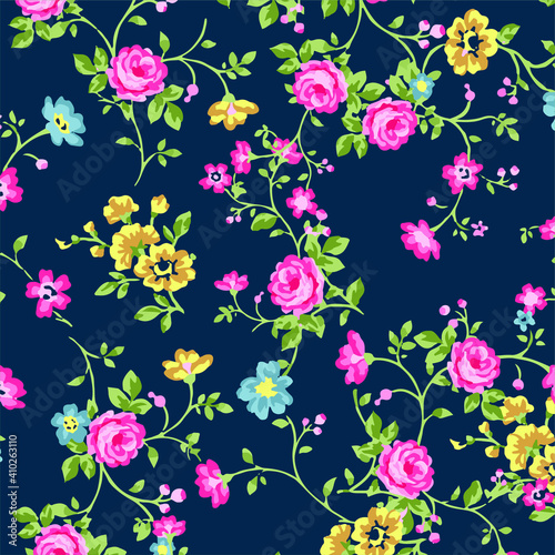 Floral seamless pattern. Hand drawn. For textile, wallpapers, print, wrapping paper. Vector stock illustration.