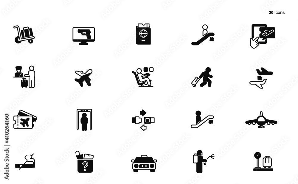 Airport Editable Stroke Icons stock illustration.