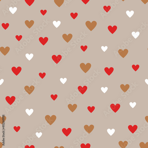 Seamless pattern with hearts in random order.
