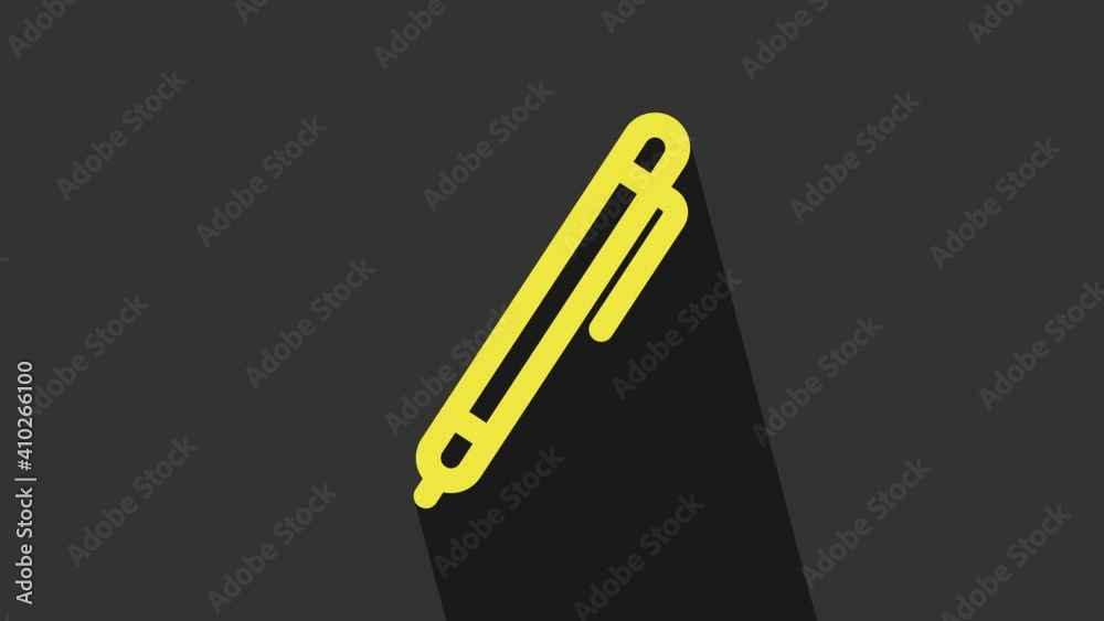 Yellow Pen line icon isolated on grey background. 4K Video motion graphic animation Yellow Pen line icon isolated on grey background. 4K Video motion graphic animation