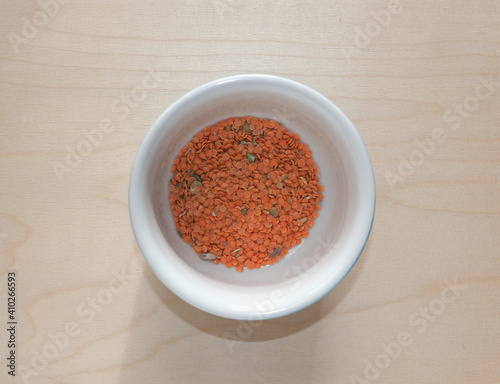 red lentils in bow