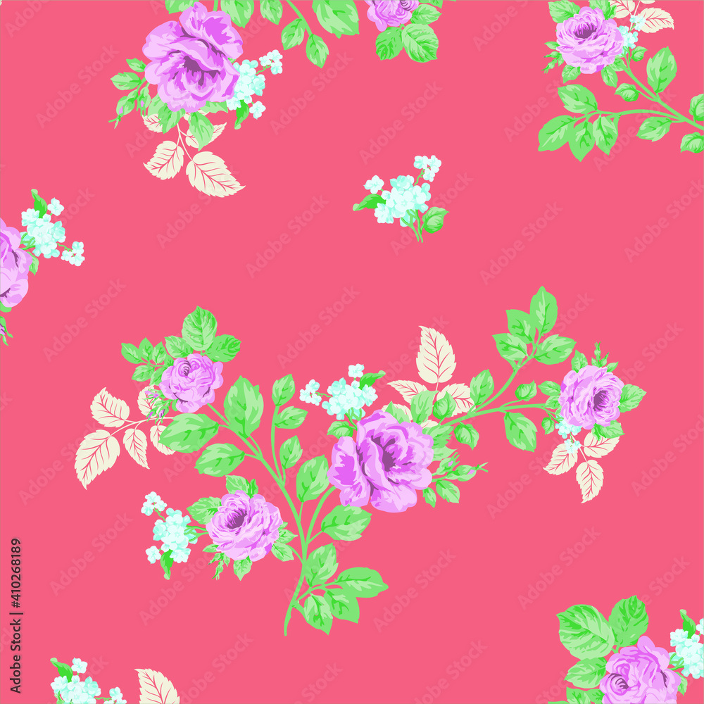 Floral seamless pattern. Hand drawn. For textile, wallpapers, print, wrapping paper. Vector stock illustration.