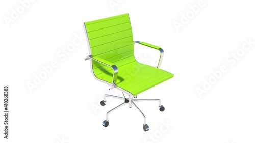 Lime Green Office Chair Isolated Over White Background - 3D Illustration
