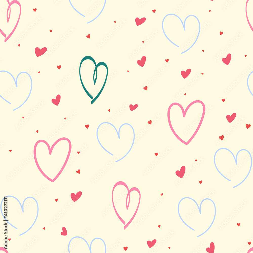 Seamless heart shape pattern.  Valentines day background vector. Perfect design for paper, cover, wallpaper, 
fabric, textile, interior decor and other project.
