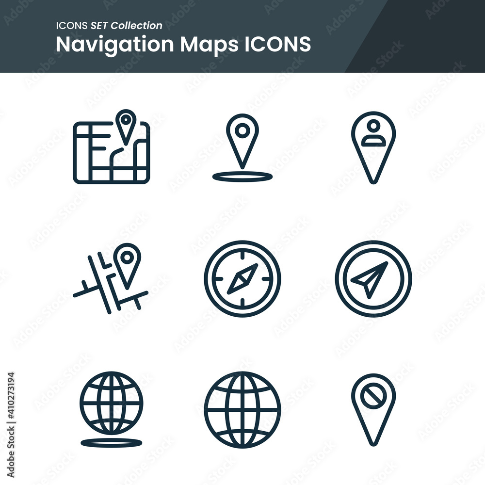 icon set of maps navigation place, compass, world and many more. with line style vector. suitable use for web app and pattern design. icon set of maps navigation place, compass, world and many more. with line style vector. suitable use for web app and pattern design.