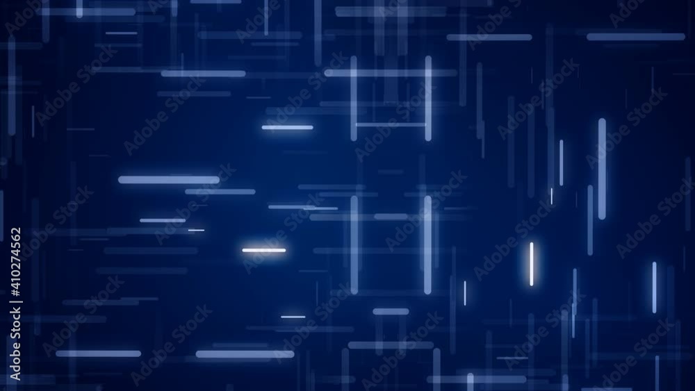 Blue shiny hi-tech motion background animation with glow lines motions on a blue. Seamless loop backdrop.