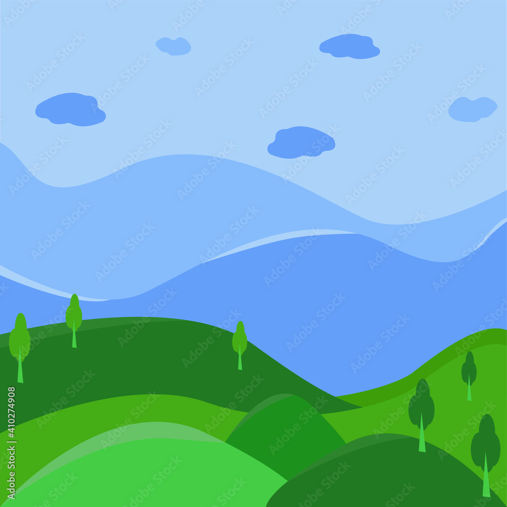 mountains with trees. vector illustration