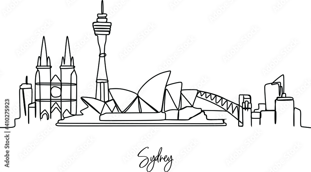 City skyline Continuous one line drawing - vector illustration
