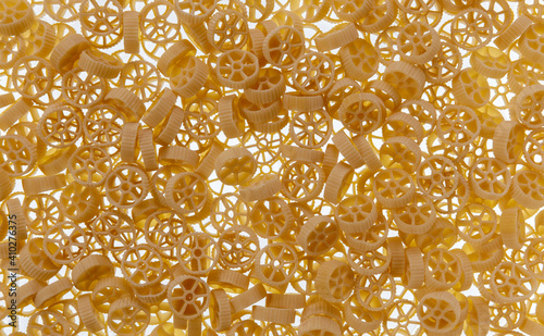 A background of backlight Rotelle pasta on a Lightbox 