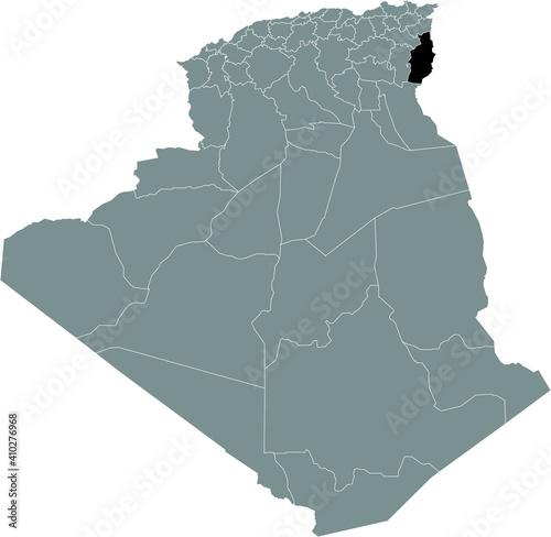 Black location map of the Algerian T  bessa province inside gray map of Algeria