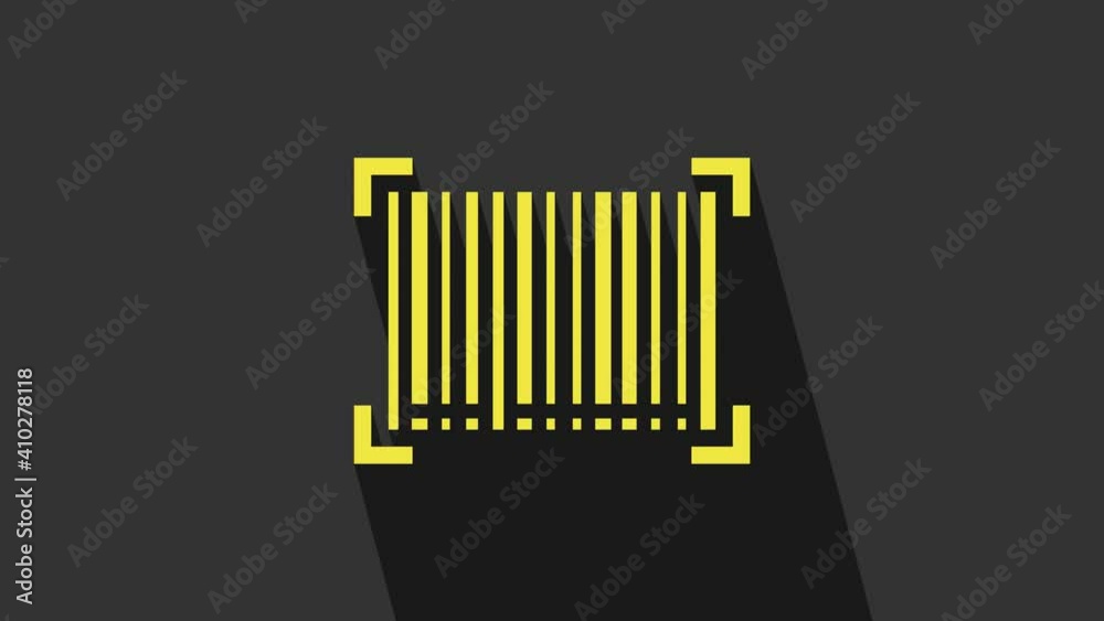 Yellow Barcode icon isolated on grey background. 4K Video motion graphic animation Yellow Barcode icon isolated on grey background. 4K Video motion graphic animation
