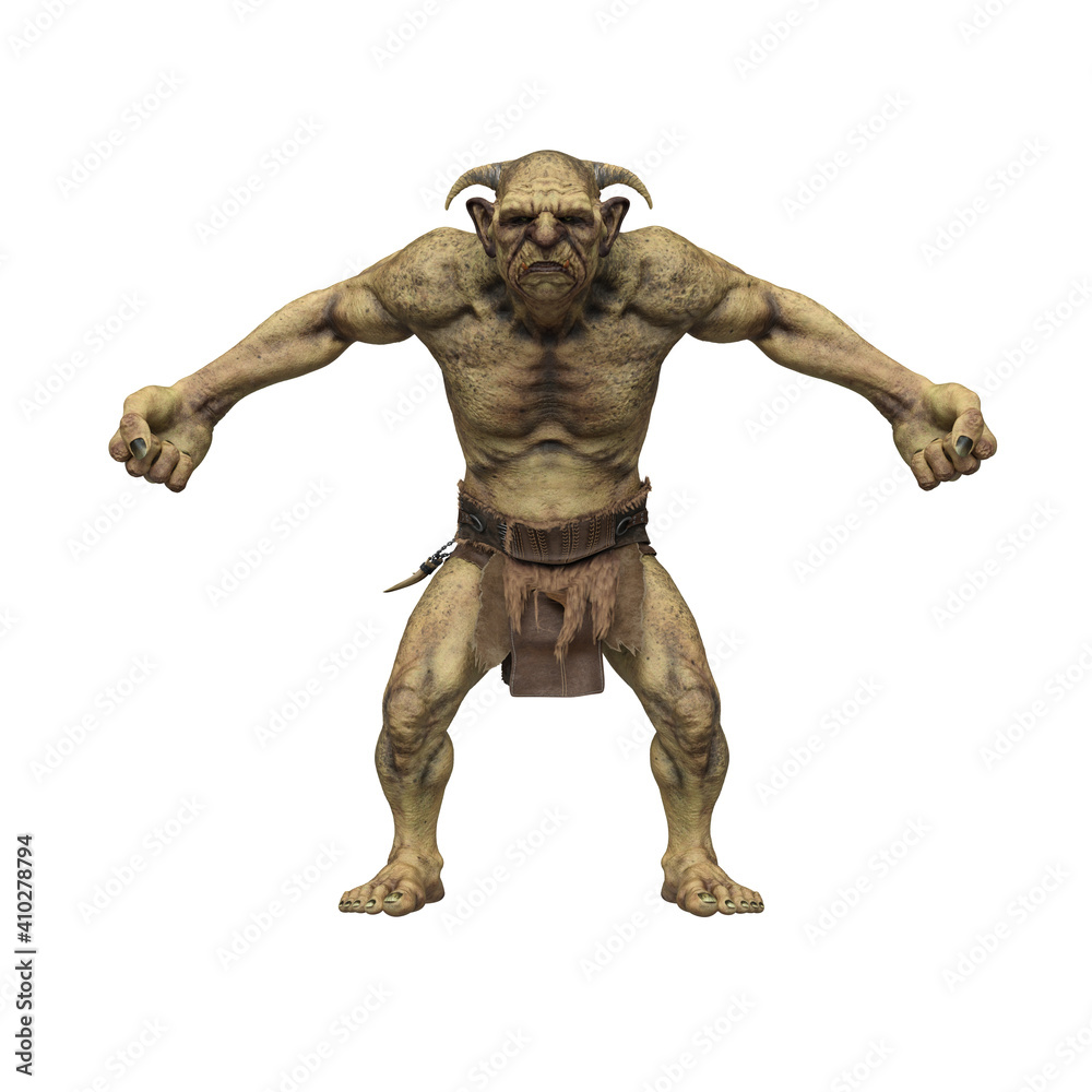 Troll fantasy creature in aggressive pose. Troll fantasy creature in aggressive pose.