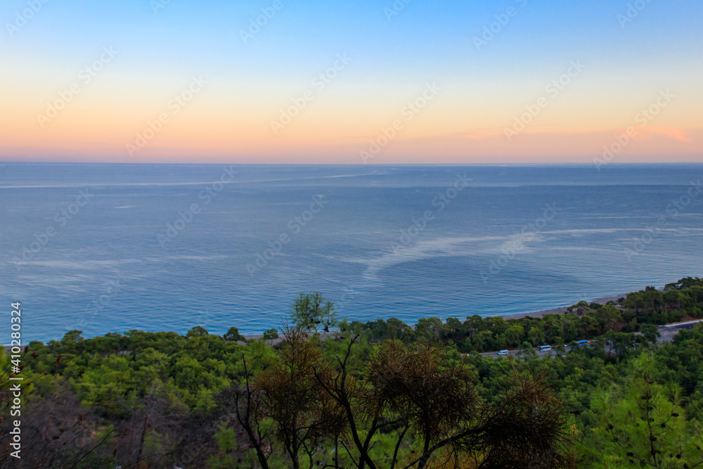 Sunset over the Mediterranean sea in Turkey