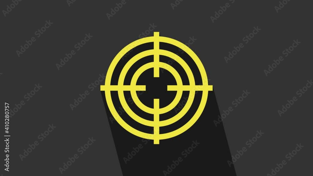 Yellow Target sport for shooting competition icon isolated on grey background. Clean target with numbers for shooting range or shooting. 4K Video motion graphic animation Yellow Target sport for shooting competition icon isolated on grey background. Clean target with numbers for shooting range or shooting. 4K Video motion graphic animation