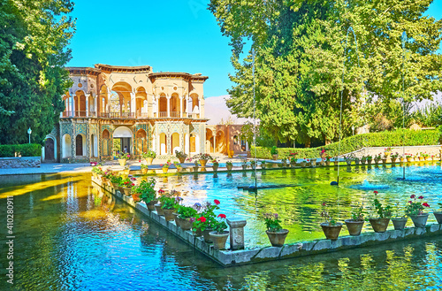 The splendid garden in desert of Kerman province, Iran photo