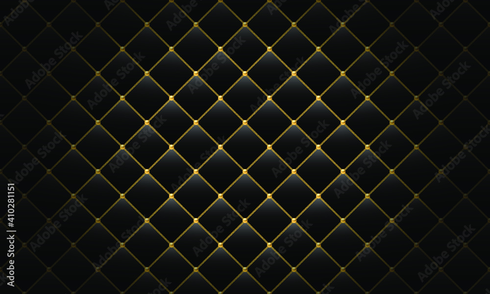 Fototapeta premium Luxury black background with golden chains and beads. Vector illustration. Upholstery background.