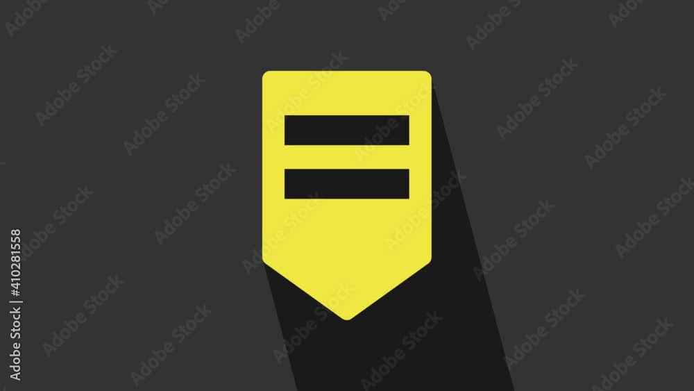 Yellow Chevron icon isolated on grey background. Military badge sign. 4K Video motion graphic animation