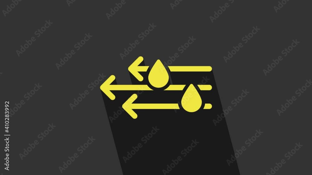 Yellow Wind and rain icon isolated on grey background. Windy weather. 4K Video motion graphic animation Yellow Wind and rain icon isolated on grey background. Windy weather. 4K Video motion graphic animation