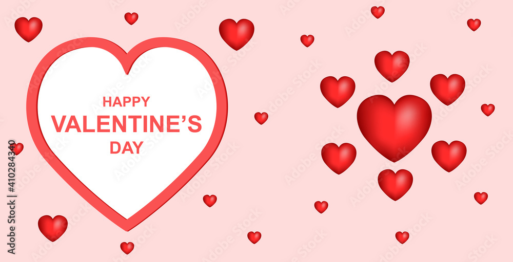 valentine's day background design. 3d heart design in red color. design used for banners.