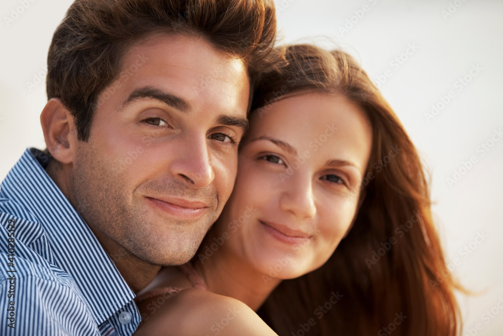 Portrait of couple, cheek to cheek Portrait of couple, cheek to cheek