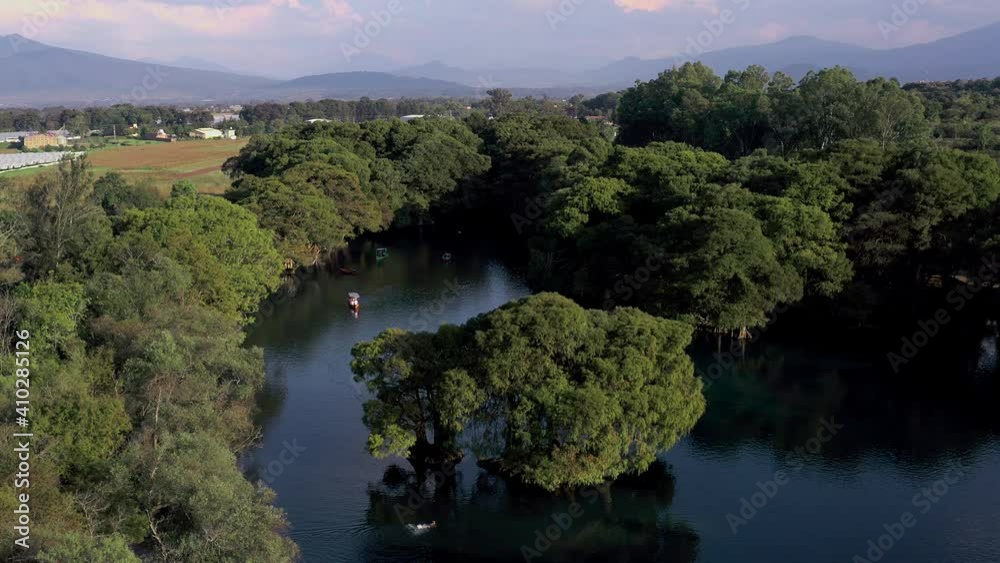 Aerial: lake and mountains, drone view Aerial: lake and mountains, drone view