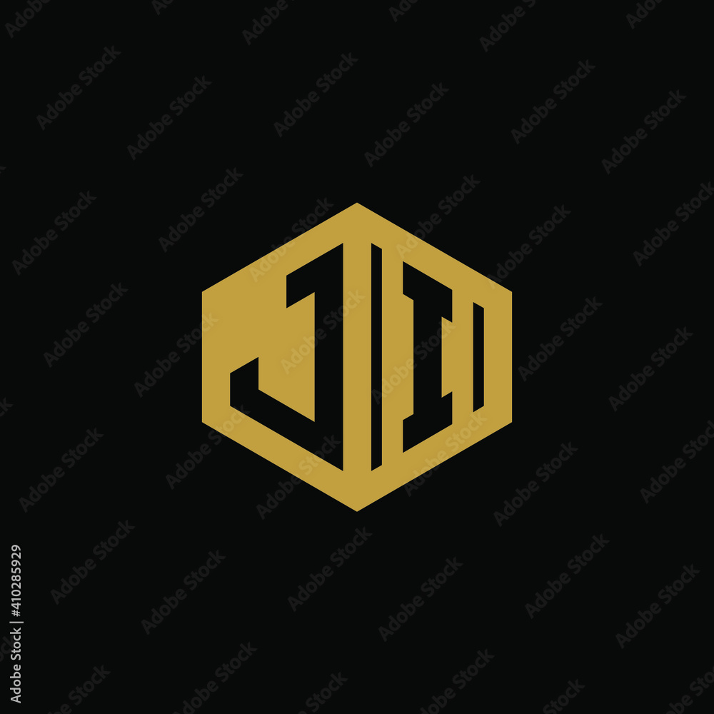 Fototapeta premium Initial letter JI hexagon logo design vector