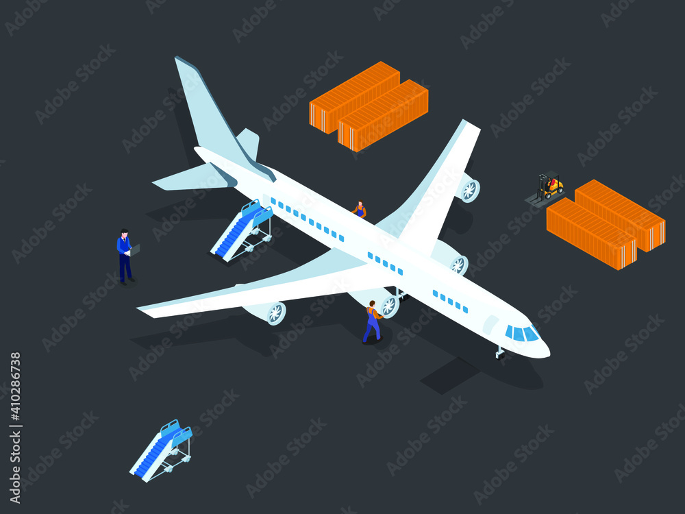 Air delivery isometric 3d vector concept for banner, website, illustration, landing page, flyer, etc. Air delivery isometric 3d vector concept for banner, website, illustration, landing page, flyer, etc.