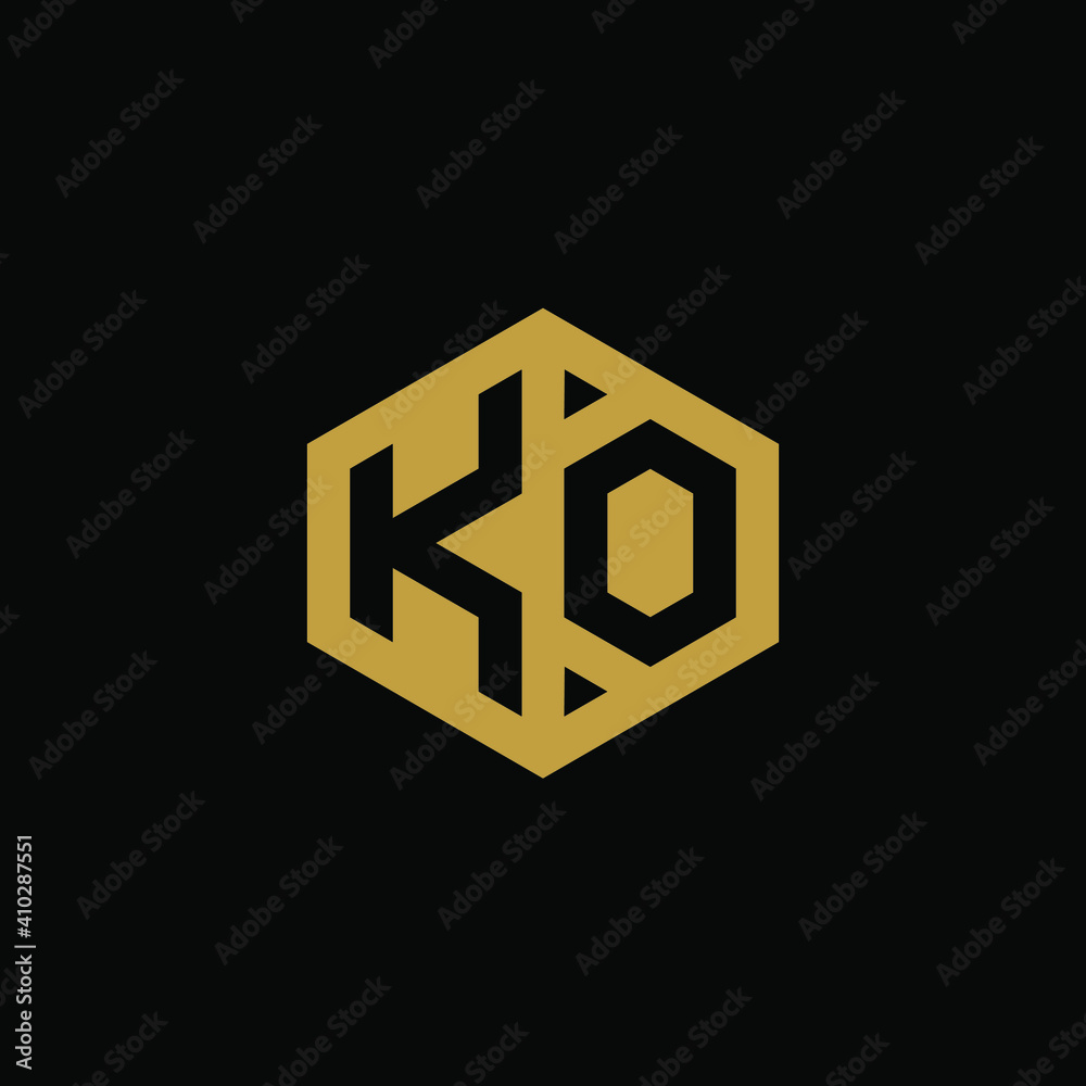 Initial letter KO hexagon logo design vector