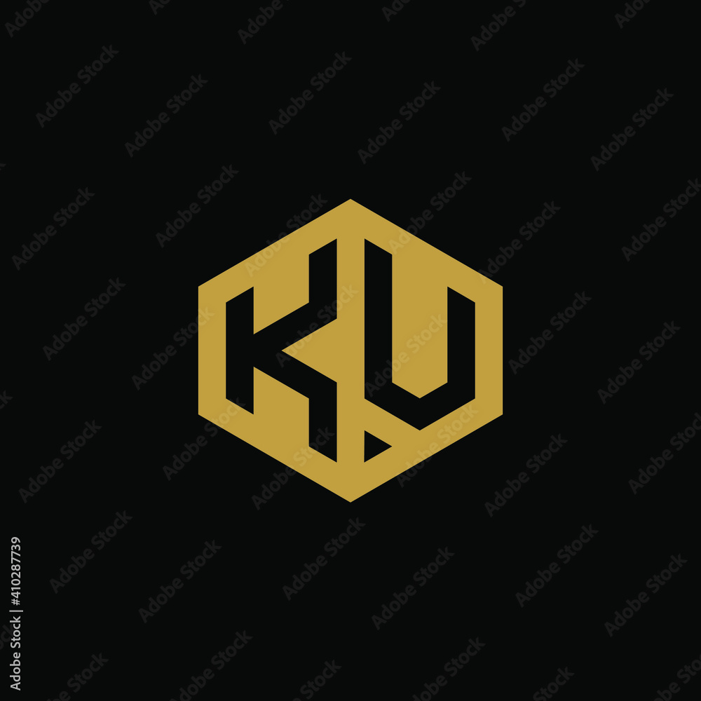 Initial letter KV hexagon logo design vector