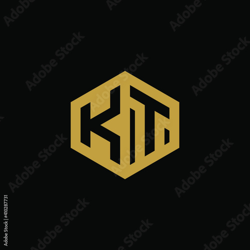 Initial letter KT hexagon logo design vector