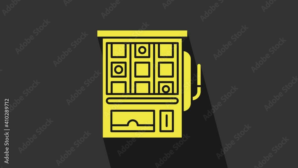 Yellow Slot machine icon isolated on grey background. 4K Video motion graphic animation Yellow Slot machine icon isolated on grey background. 4K Video motion graphic animation
