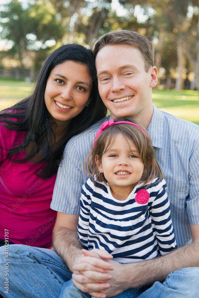 Portrait of happy family in park Portrait of happy family in park