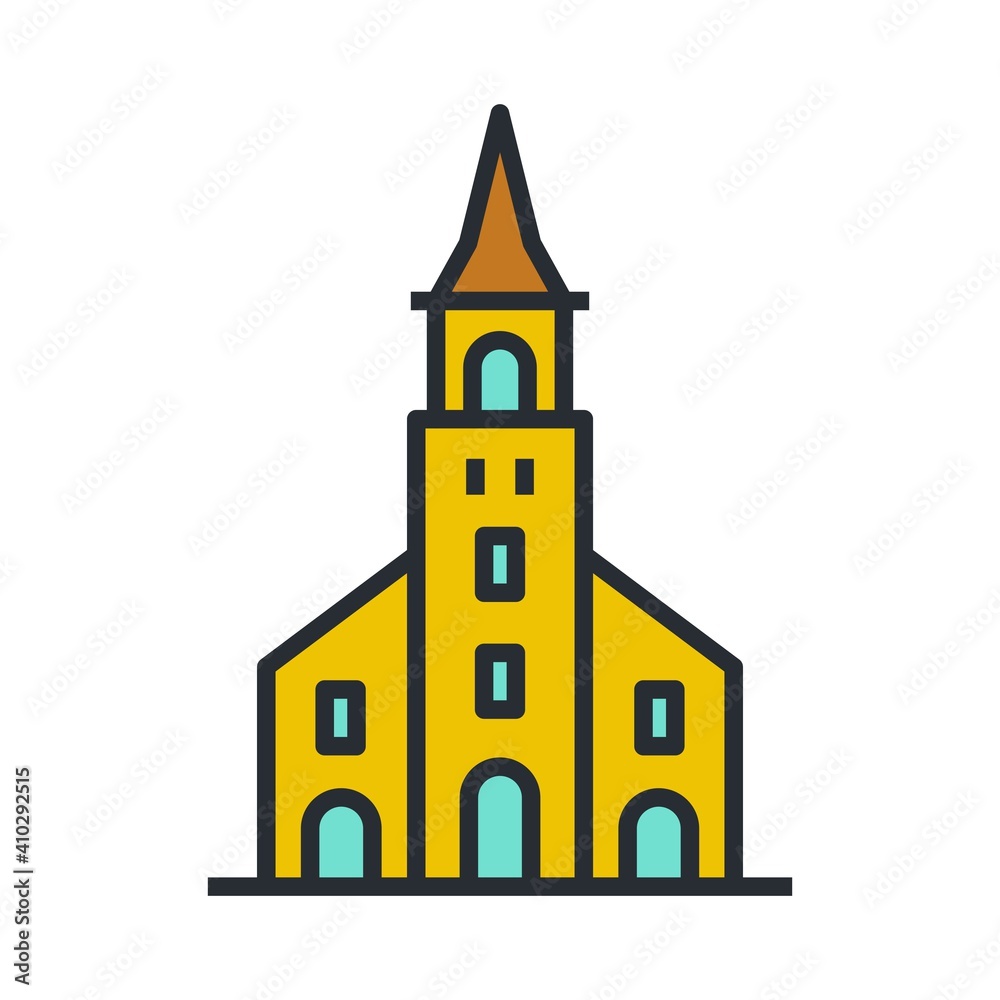 Church icon. Religious building, cathedral symbol.