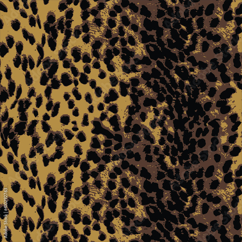 Abstract animal skin leopard seamless pattern design. Jaguar, leopard, cheetah, panther fur. Seamless camouflage background for fabric, textile, design, cover, wrapping.