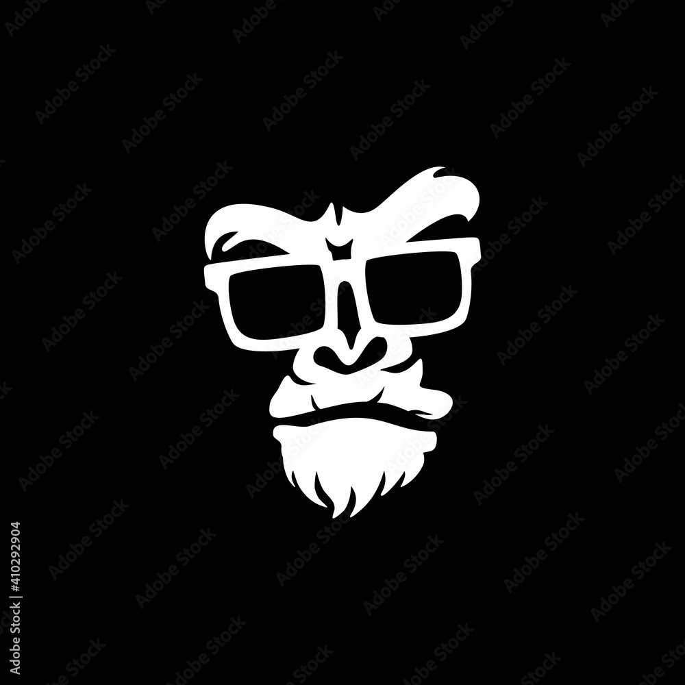 geek gorilla head vector logo illustration - obrazy, fototapety, plakaty 