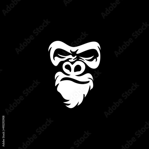 angry gorilla head logo template vector. 
Monkey face logo template vector. Ape logo template