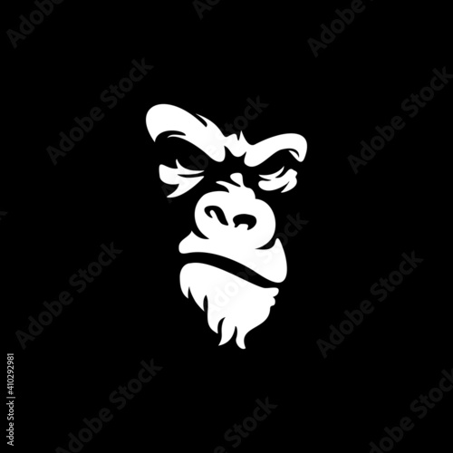 angry gorilla head logo template vector. 
Monkey face logo template vector. Ape logo template