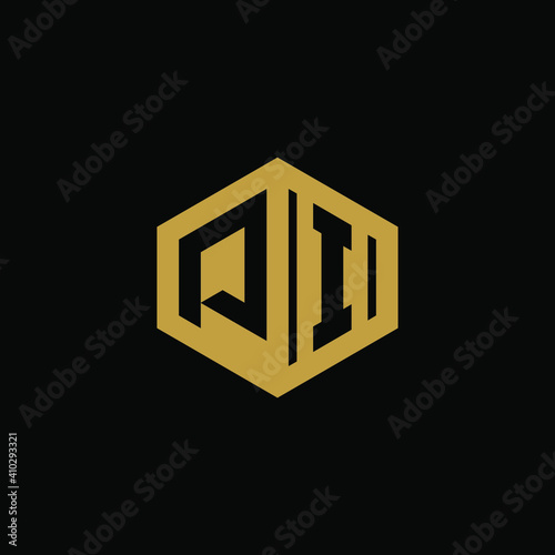 Initial letter PI hexagon logo design vector