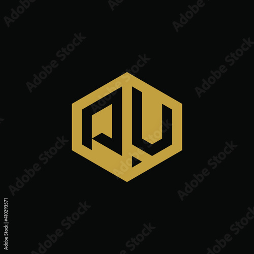 Initial letter PU hexagon logo design vector