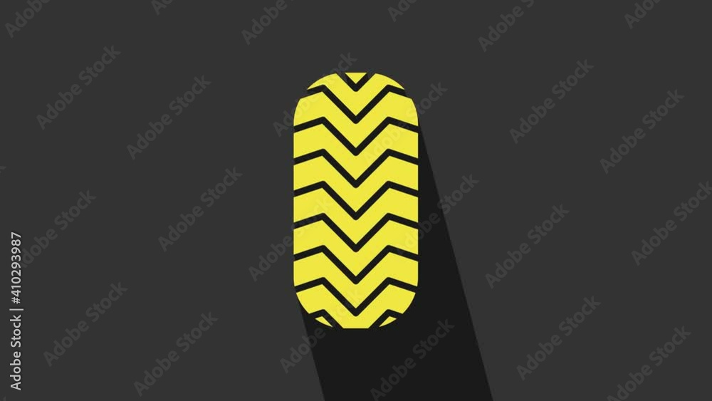 Yellow Car tire icon isolated on grey background. 4K Video motion graphic animation Yellow Car tire icon isolated on grey background. 4K Video motion graphic animation