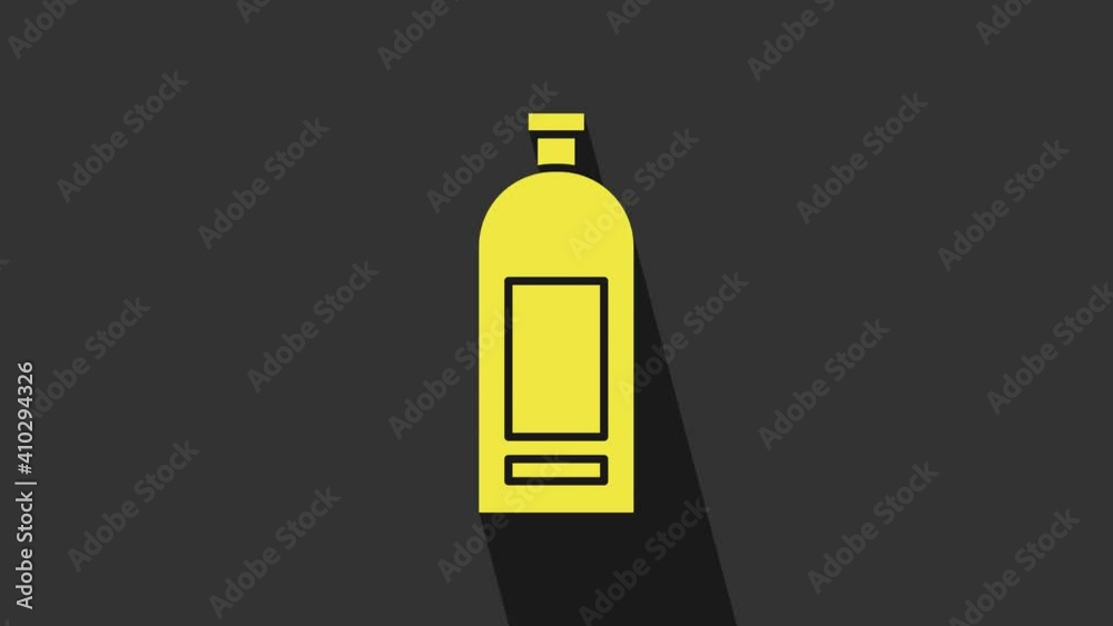 Yellow Bottle of shampoo icon isolated on grey background. 4K Video motion graphic animation Yellow Bottle of shampoo icon isolated on grey background. 4K Video motion graphic animation