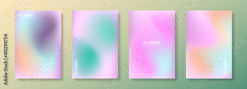 Set of soft cloud background in pastel colorful gradation. Abstract blurred gradient pastel color palette. Texture decorative elements with gradient and freedom style.