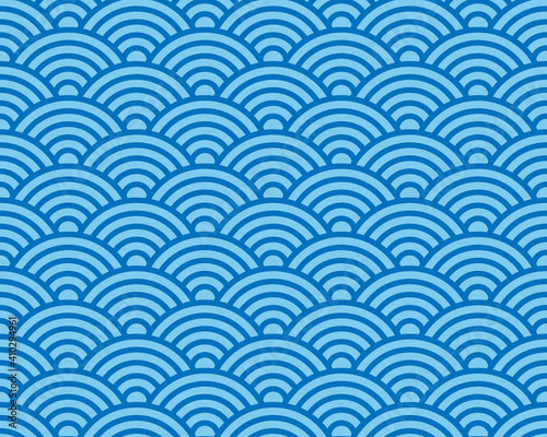 青海波の和柄のパターン背景素材（水色）