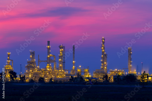 Pipeline of heavy factory of petrochemical with beautiful sky.