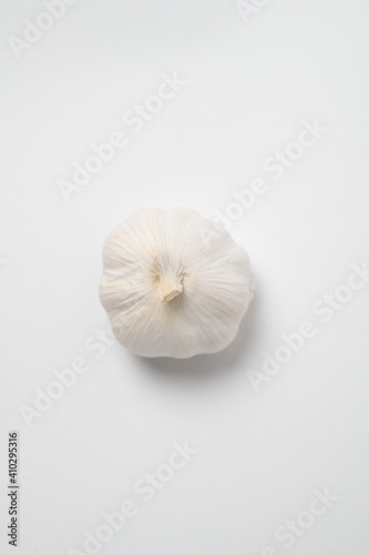 Garlic from above on white