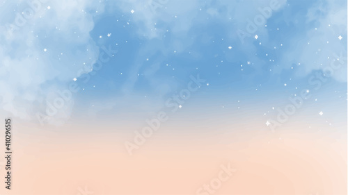 watercolor sky and clouds, abstract watercolor background, vector illustration